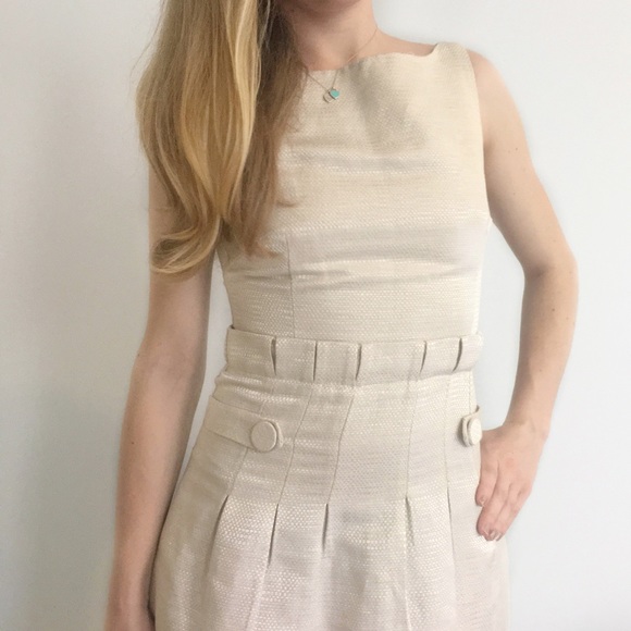 dolan Dresses & Skirts - Vintage Dolan Button Detailed Linen Dress In Cream